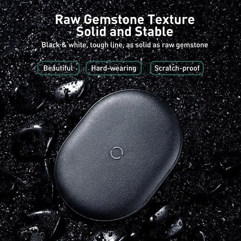 Baseus Rough Wireless Charger 15W pad in black or white with Type-C cable and textured surface