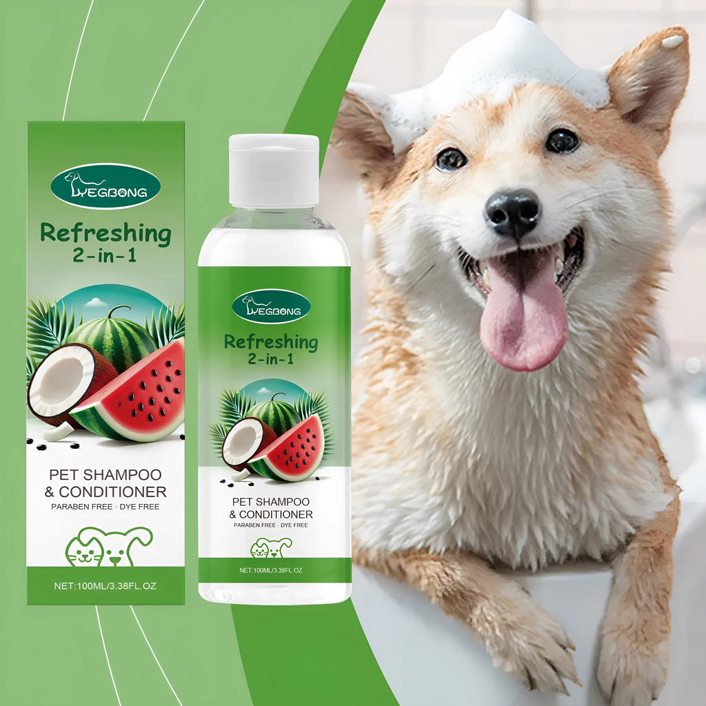 Pet 2-in-1 shampoo fragrance shower gel bottle measuring 3.8cm by 12.8cm