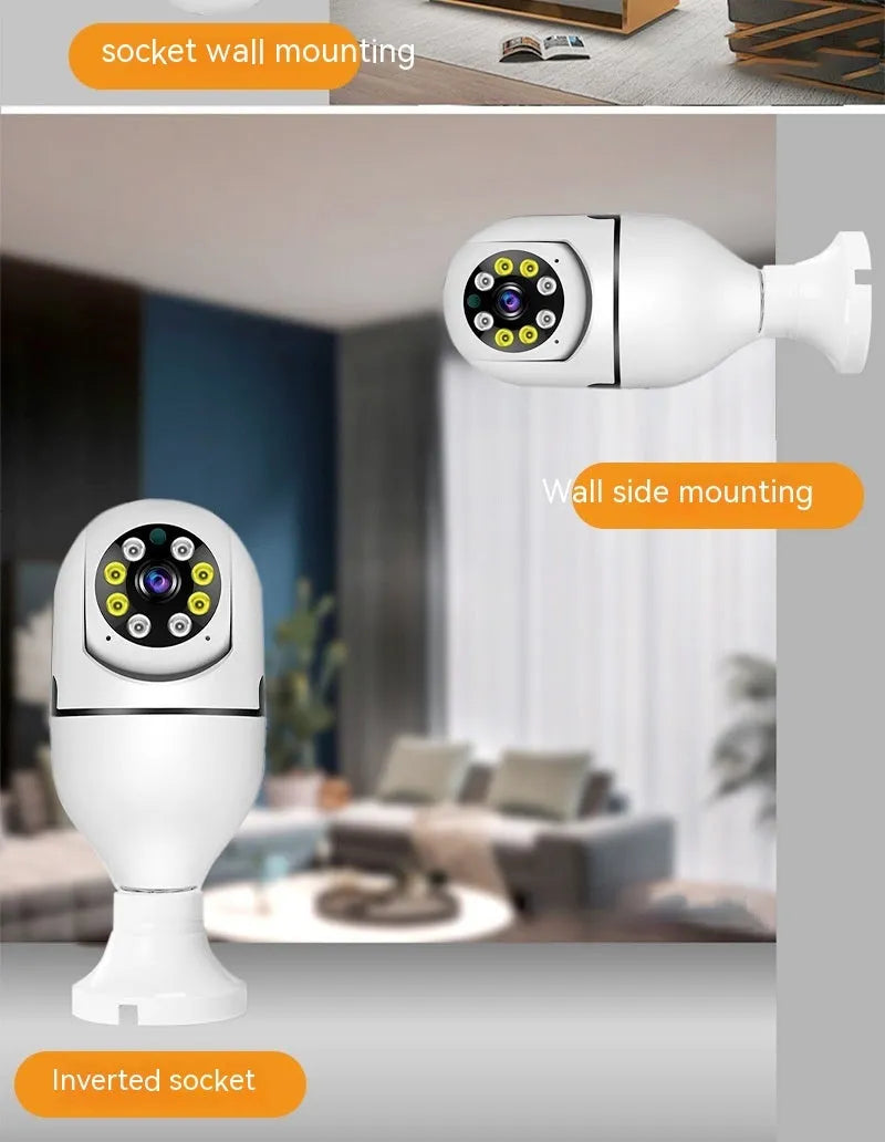E27 bulb security camera with 1080p HD video and full colour night vision for wireless WiFi monitoring