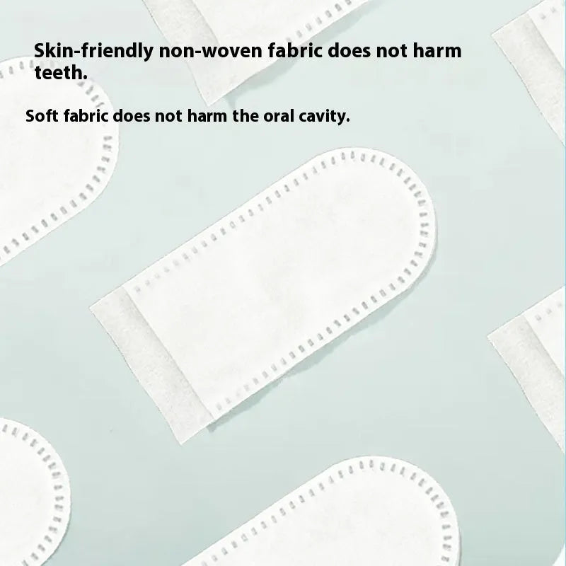 50-piece set of white non-woven fabric pet dental cleaning finger cots for cats and dogs.