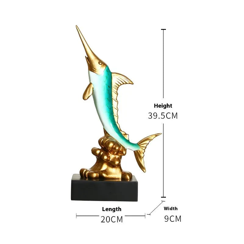 European style decorative swordfish ornament in resin and plastic available in multiple colours.
