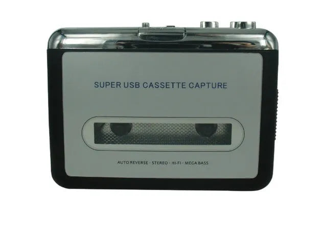 Cassette to MP3 converter unit with USB cable, driver CD, and headphones for tape digitisation