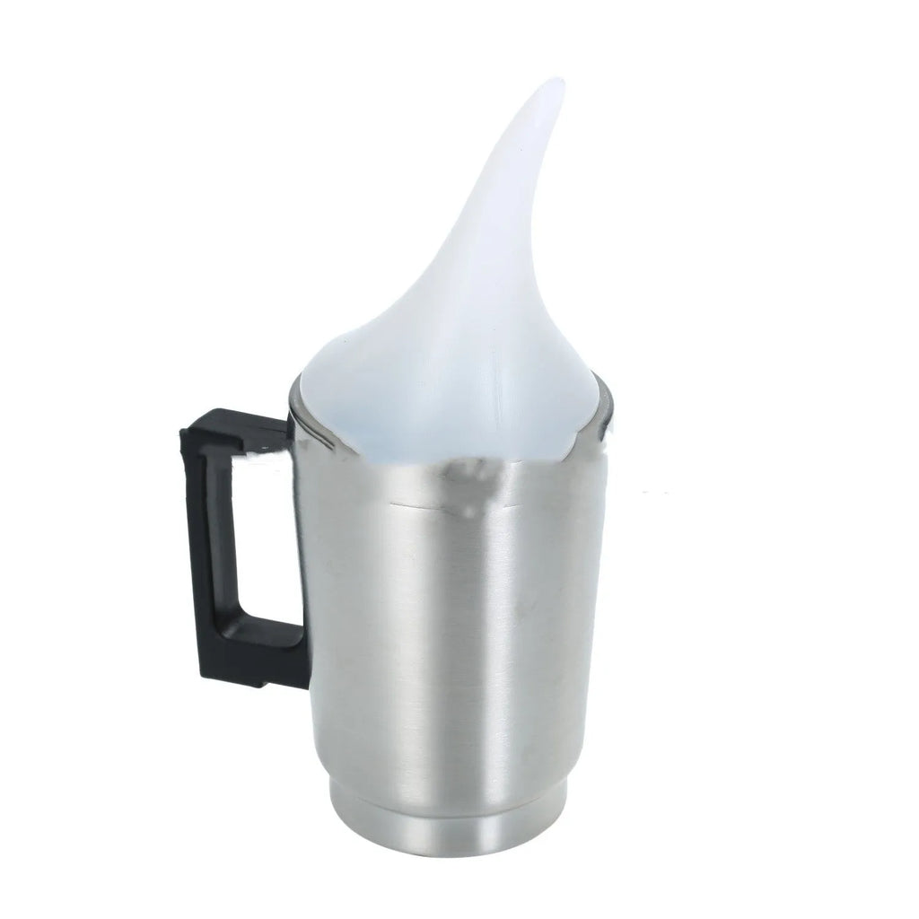 Stainless steel automobile headlamp renovation kit parts including cups, elbow cover, and power adapter on a workbench