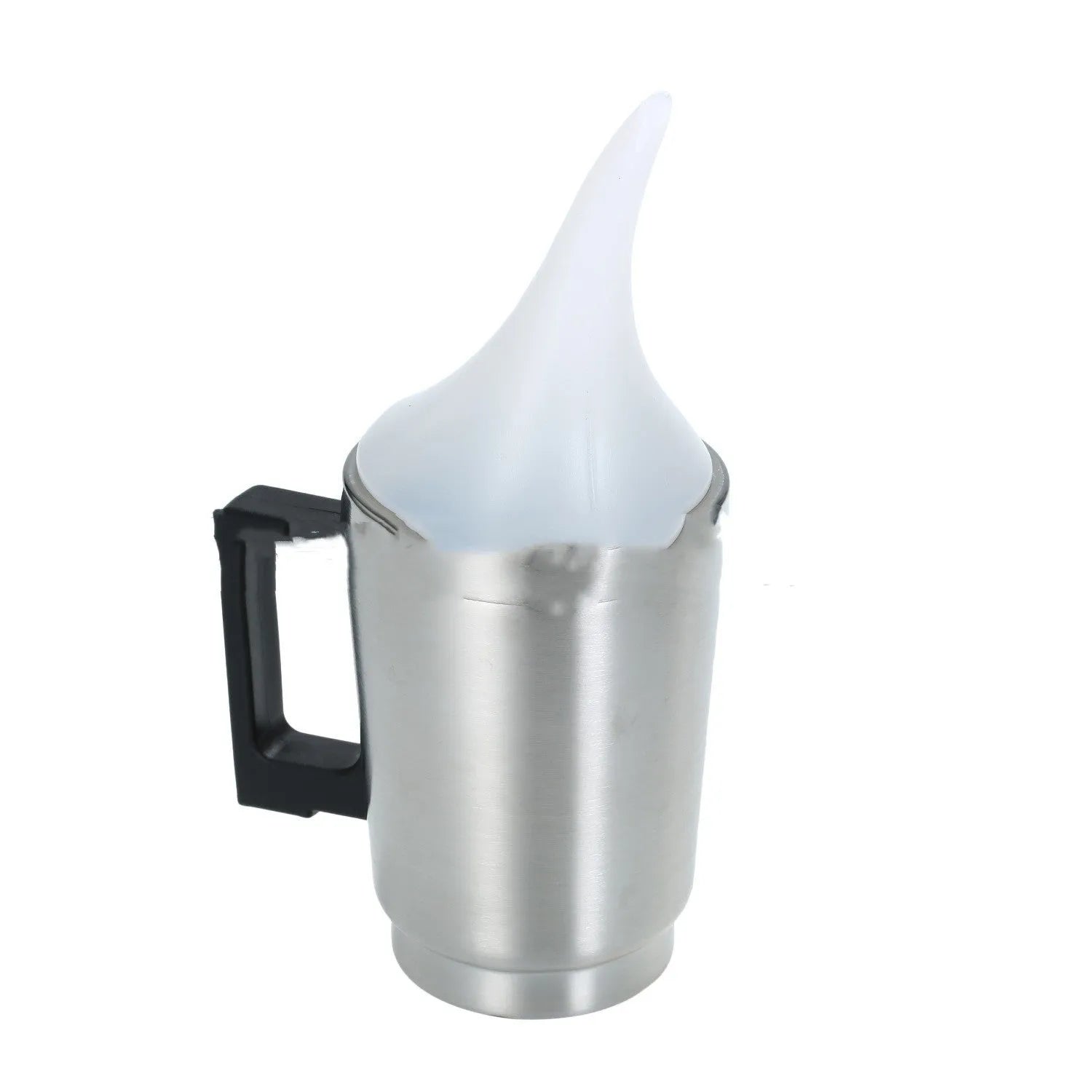 Stainless steel automobile headlamp renovation kit parts including cups, elbow cover, and power adapter on a workbench