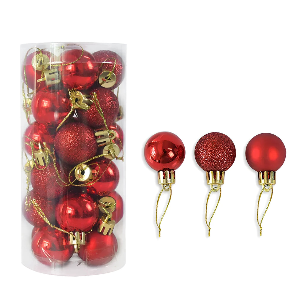 Gold, red, silver, blue, pink, purple, green, lake blue, bronze, and rose red 3cm electroplated Christmas tree baubles.