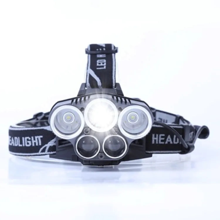 Head-mounted camping headlamp with waterproof construction and long-range fixed focus beam