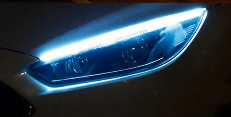 Flexible silicone LED car light strip with daytime running lights and flowing turn signal function