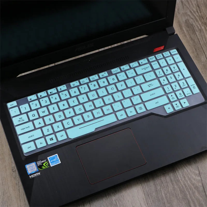 ASUS Flight laptop keyboard protective silicone cover in translucent mint colour showing anti-glare matte finish