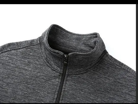 Men's black athletic fit casual jacket with a standing collar and front zip.