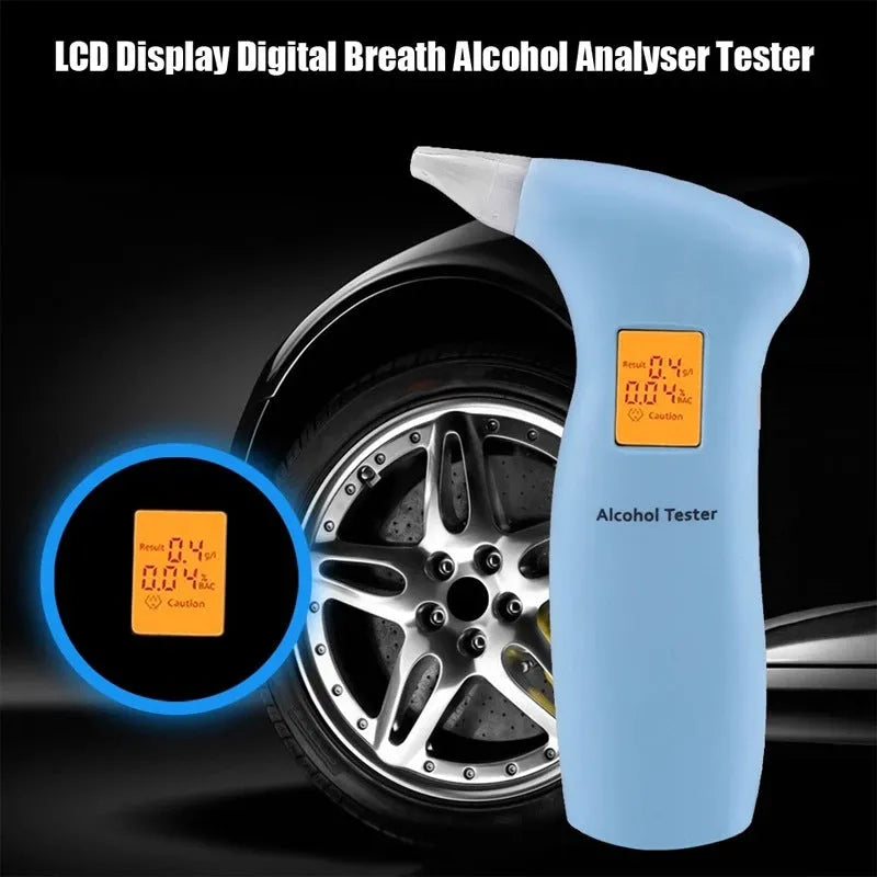 Portable orange light breath alcohol tester with replaceable mouthpieces