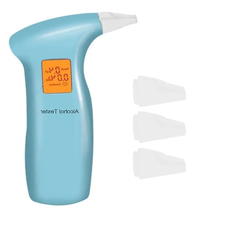 Portable orange light breath alcohol tester with replaceable mouthpieces