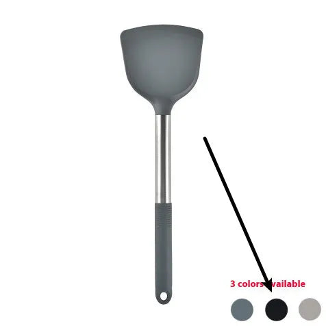 12 piece silicone kitchenware set with rotating storage bucket including spatula, ladle, spoon and cooking utensils