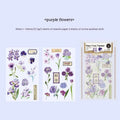 Huazhisen Series sticker pack showing forest label designs on transfer paper and cotton linen sheets