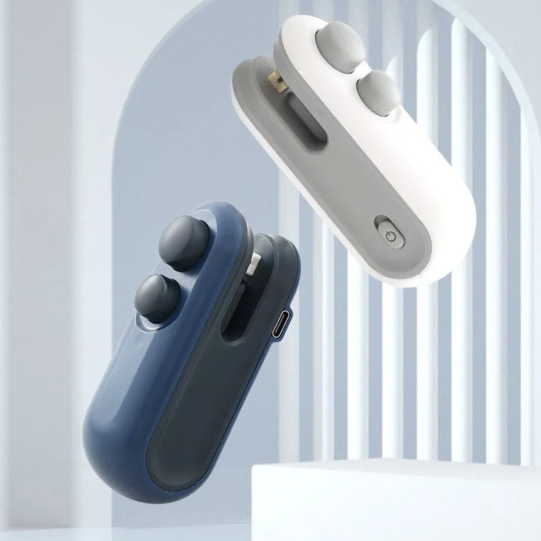 White portable handheld heat sealer with magnetic back for chip bag sealing
