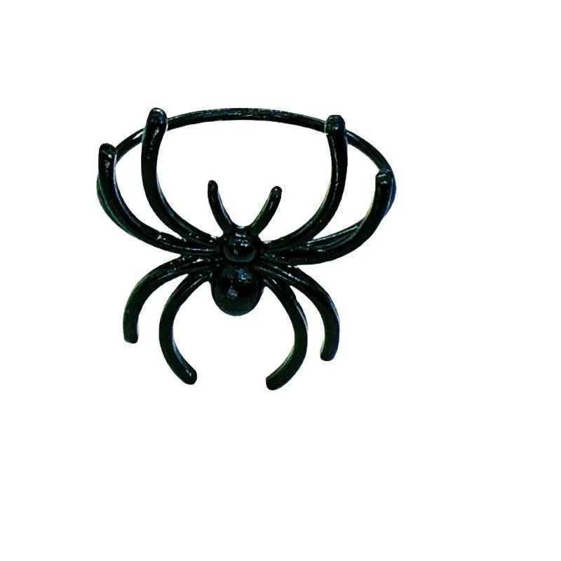 Six black spider design alloy napkin rings for Halloween table decoration
