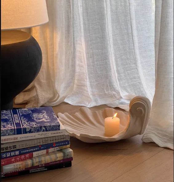 White shell design resin fruit plate ornament for table centrepiece decoration with light luxury styling