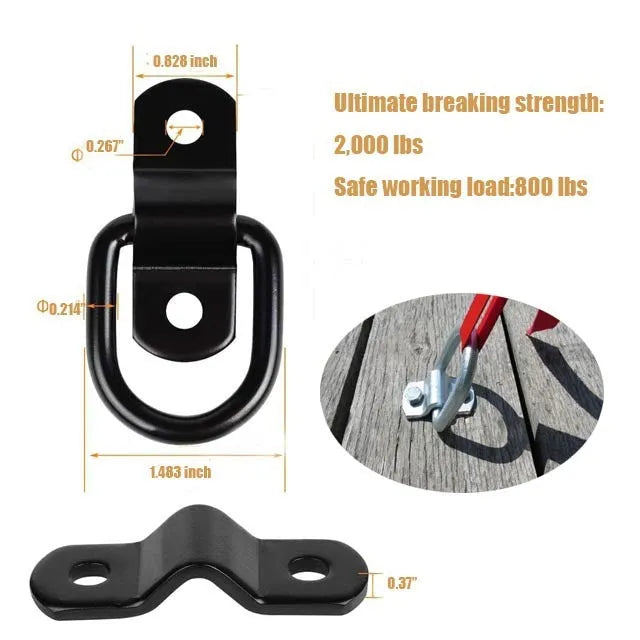 Galvanised carbon steel floor hook with black finish for truck cargo securing