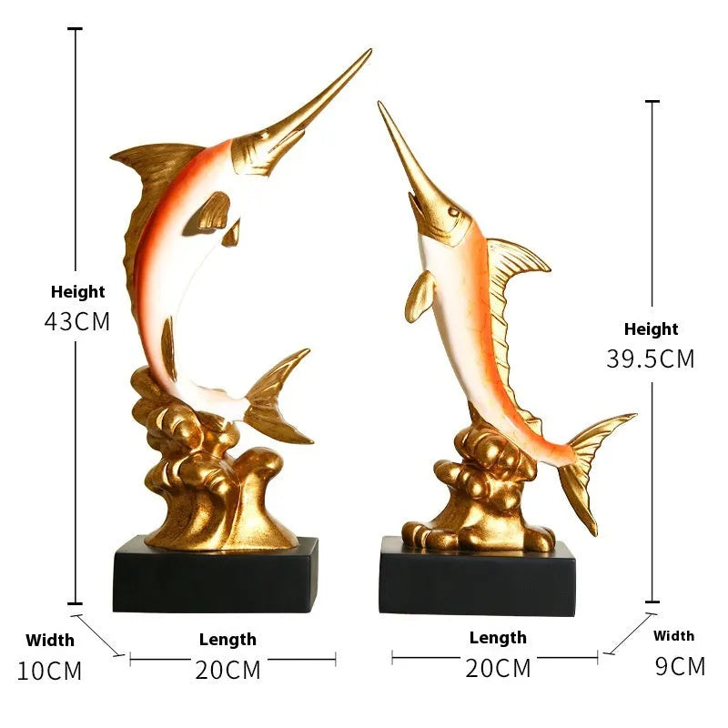 European style decorative swordfish ornament in resin and plastic available in multiple colours.