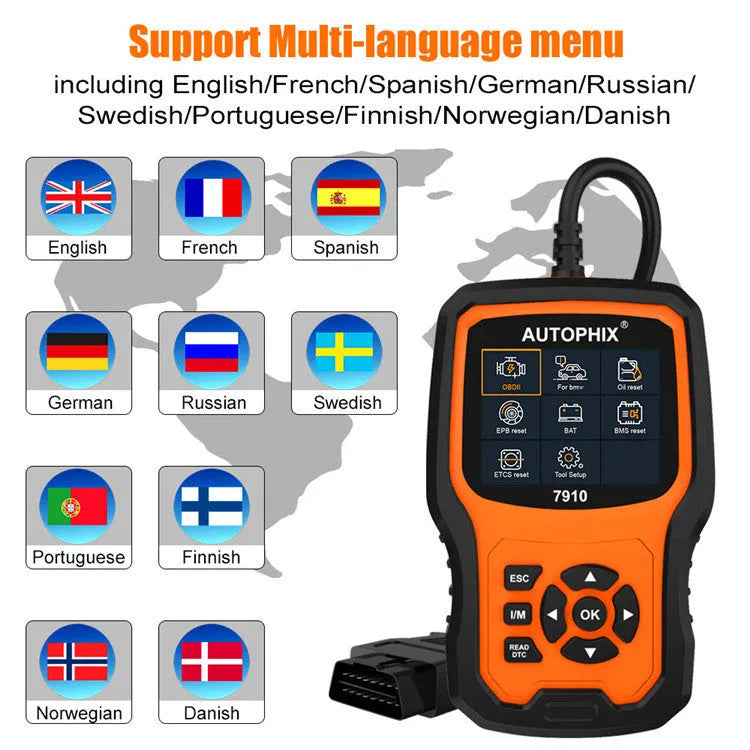 Autophix 7910 handheld automotive diagnostic scanner and OBD2 code reader tool.