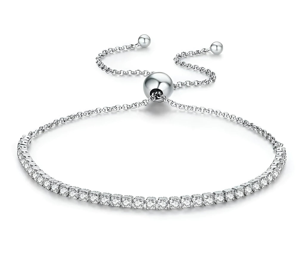 Star Shining Bracelet in silver with platinum finish and zircon stone, 27cm length