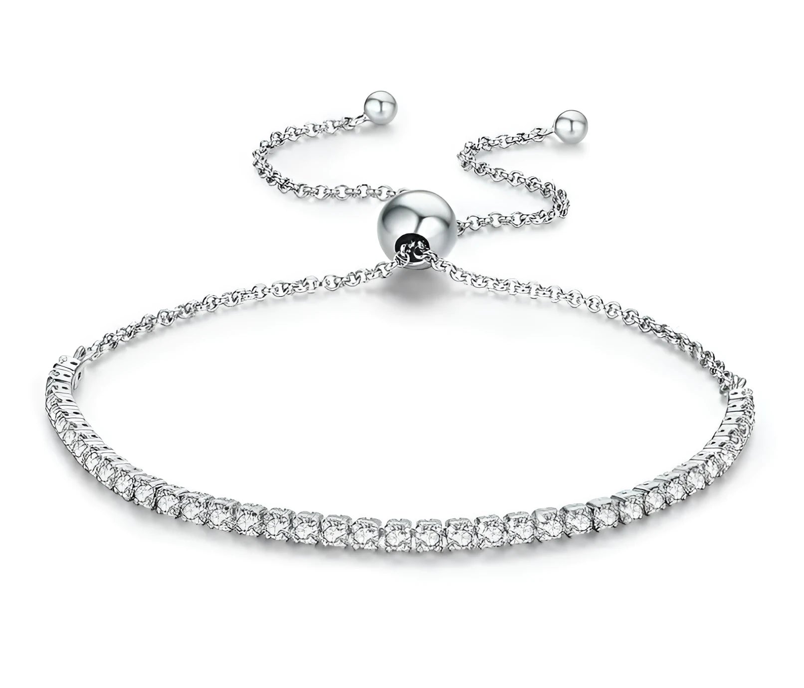 Star Shining Bracelet in silver with platinum finish and zircon stone, 27cm length