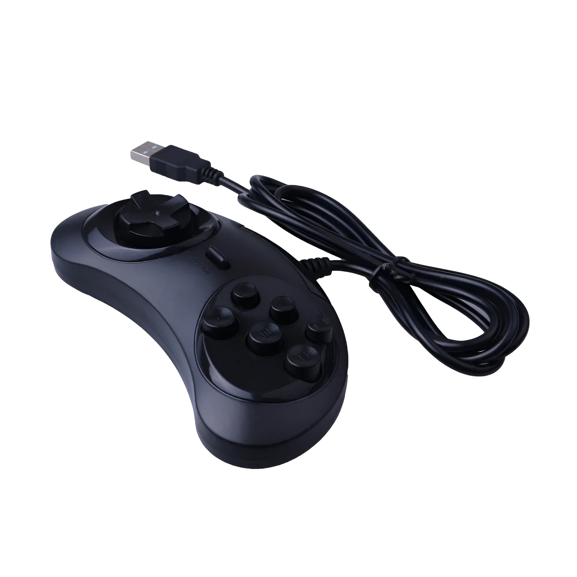 Black Sega USB game controller for PC with 1.8 metre cable and custom logo option