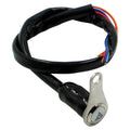 Black stainless steel motorcycle double flash switch with illuminated light ring and metal button.