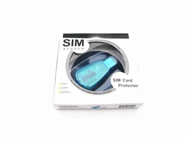 Blue USB 2.0 SIM card reader for mobile phone contact backup and SMS editing