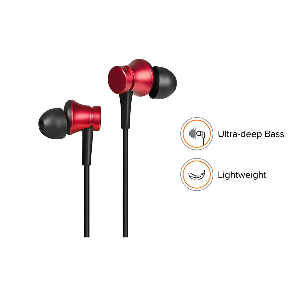 Piston wired in-ear headphones with 3.5mm connector in black, blue and red colour options