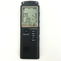 Black USB professional voice recorder unit with external microphone connector.
