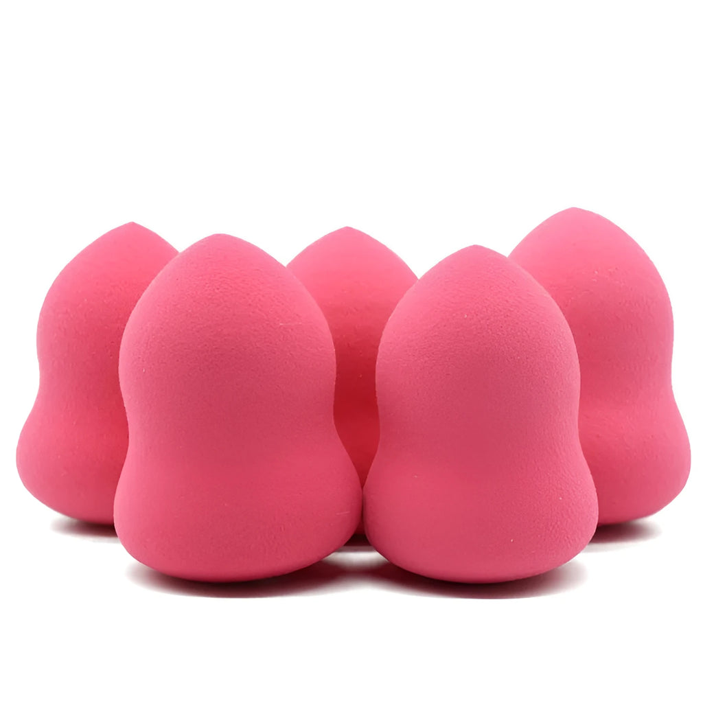 Pink non-latex makeup foundation sponge on a white background showing its 4x4x5.6cm size.
