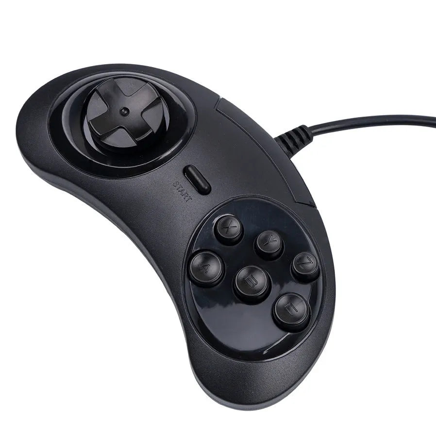Black Sega USB game controller for PC with 1.8 metre cable and custom logo option