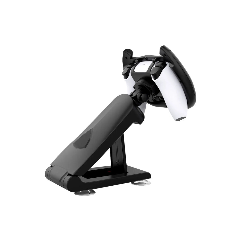 Black ABS plastic gamepad steering wheel bracket with suction cup mount for mobile gaming controllers
