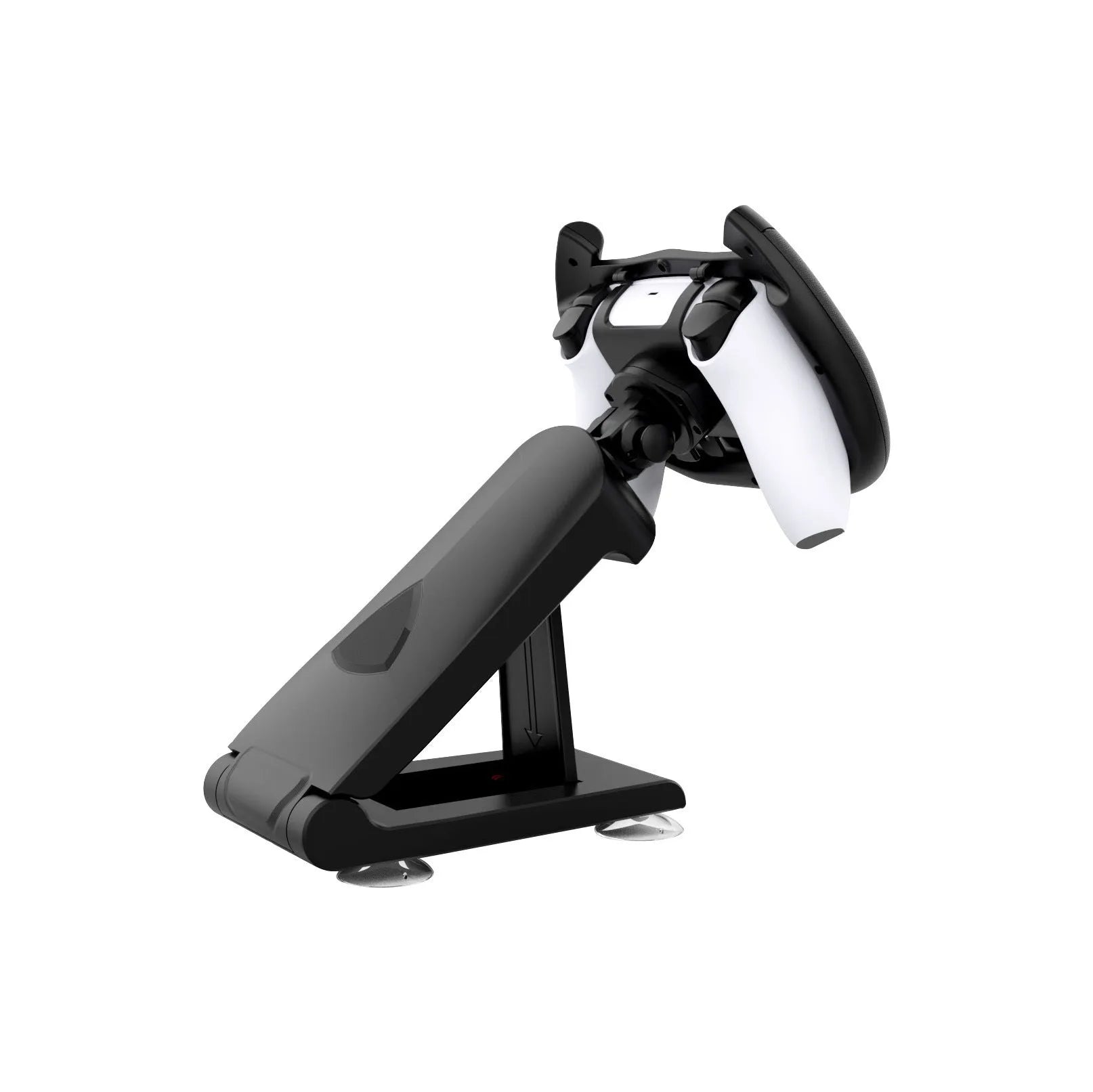 Black ABS plastic gamepad steering wheel bracket with suction cup mount for mobile gaming controllers