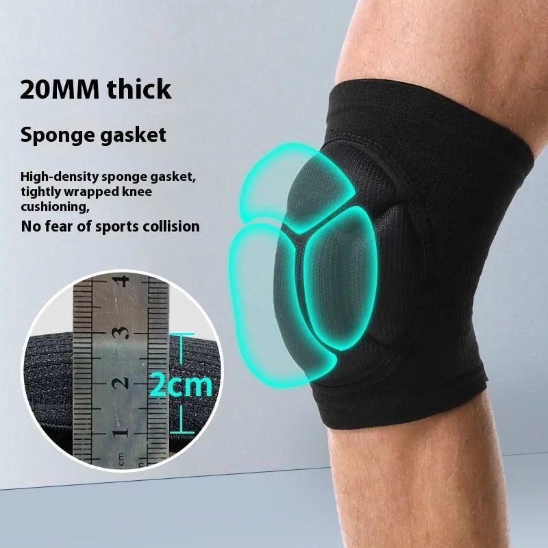 Black and blue thick sponge kneepad for dance and volleyball sports protection.
