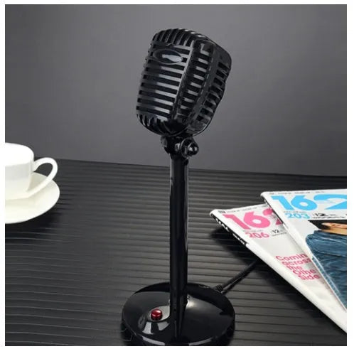 Black USB desktop microphone with an adjustable gooseneck stand on a weighted base.