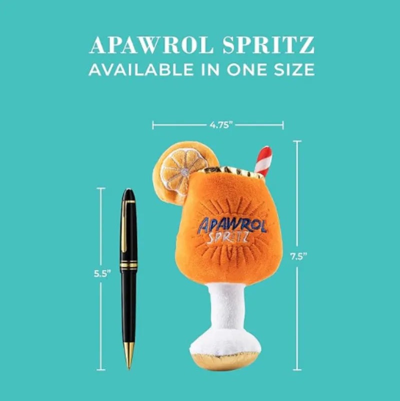 Yellow plush beer bottle squeaky dog toy with a dental cleaning feature.