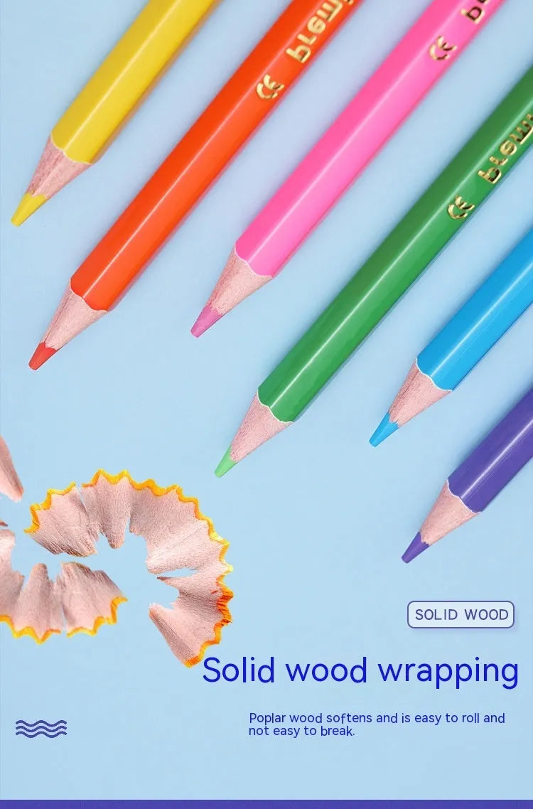 Set of double-ended wooden colour pencils showing two colour tips, suitable for student and studio art projects