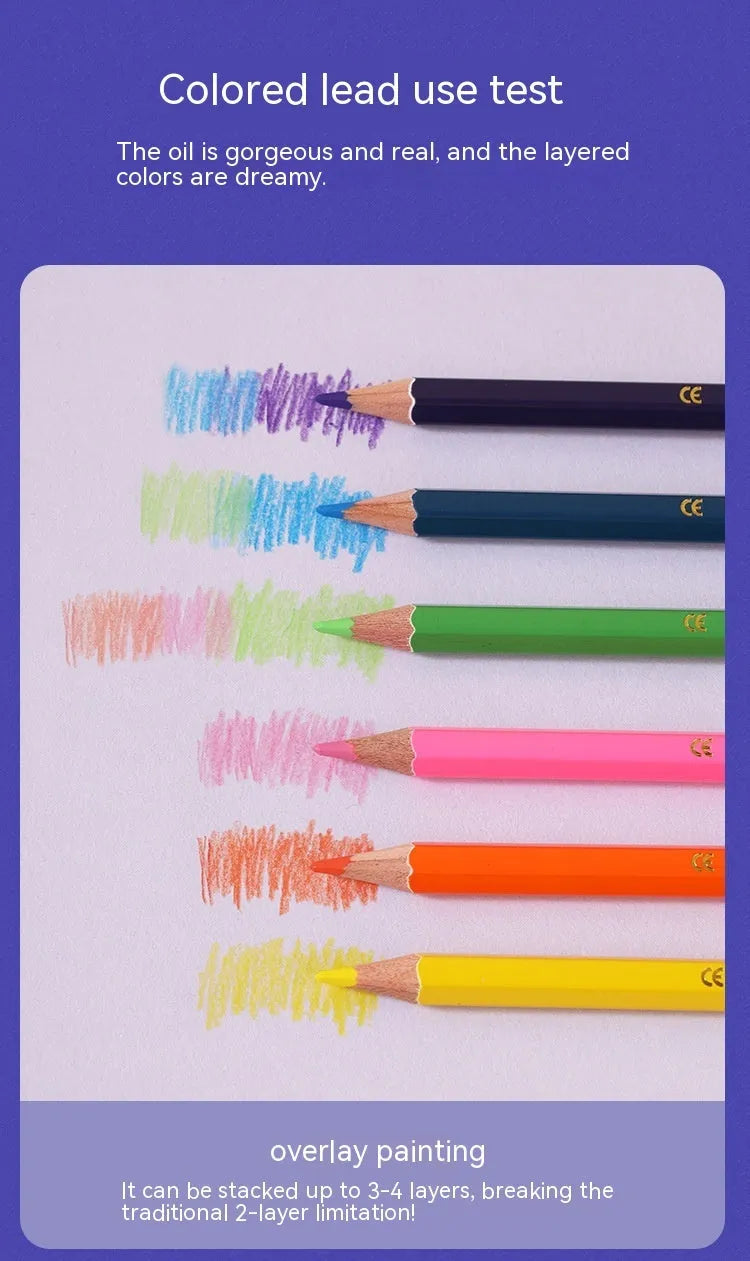 Set of double-ended wooden colour pencils showing two colour tips, suitable for student and studio art projects