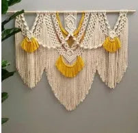 Hand-made woven creamy-white cotton tapestry rectangle 120cm by 95cm