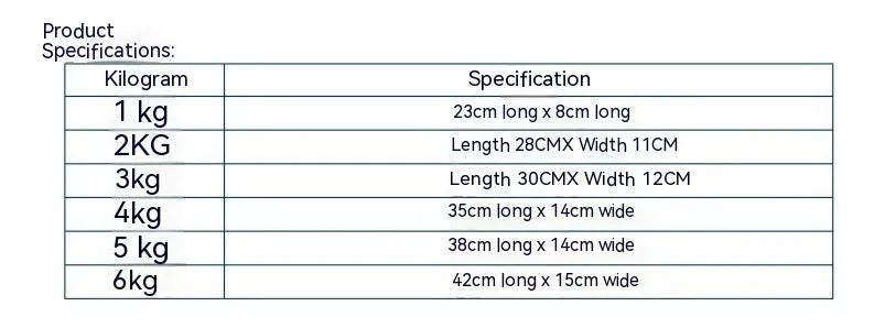 A pair of black Oxford cloth legging sandbags with straps, shown with weight options from 1kg to 6kg for athletic training.
