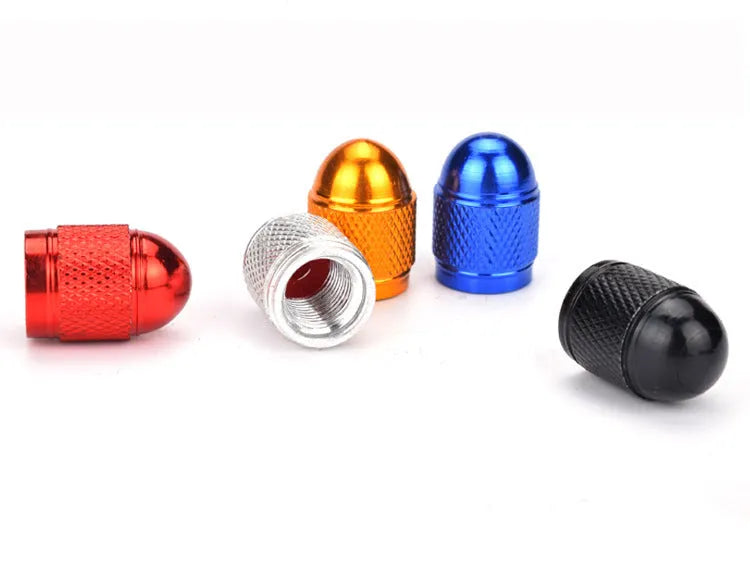 Aluminium alloy mountain bike tyre valve cap in choice of five metallic colours.