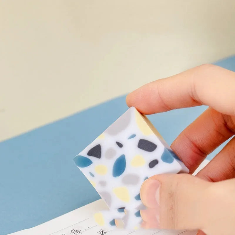 Brick-shaped white rubber eraser for student pencil correction and school supplies