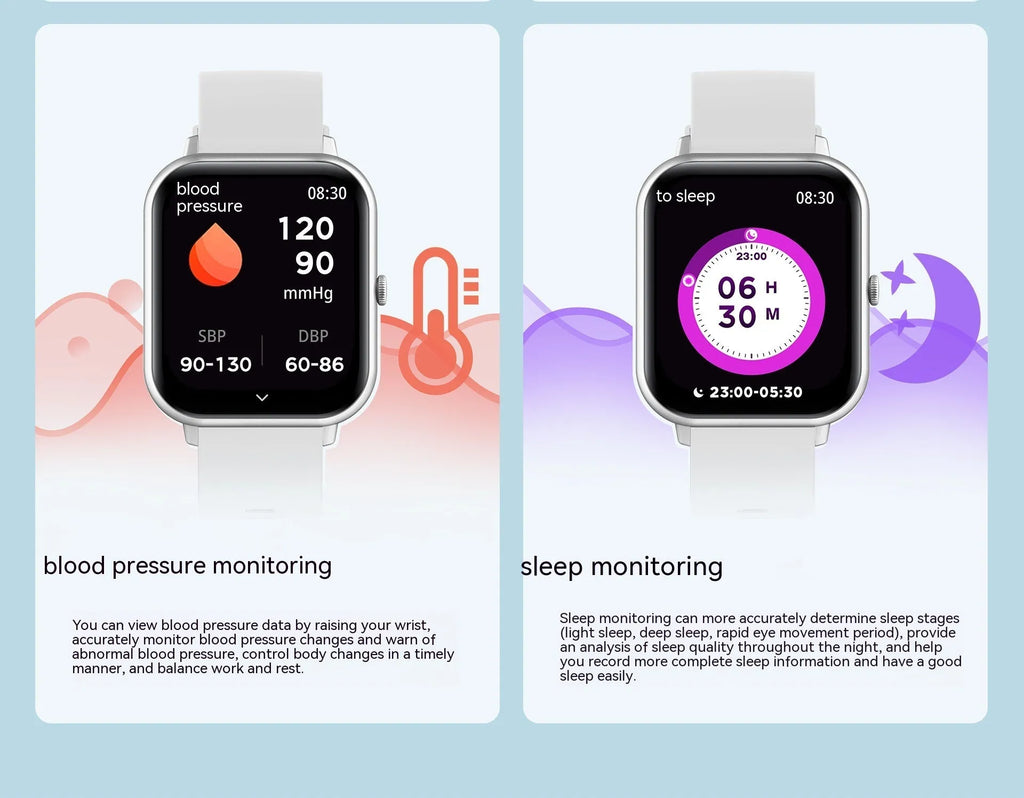Bluetooth smart watch with AI voice control and heart rate monitoring function in multiple colour options