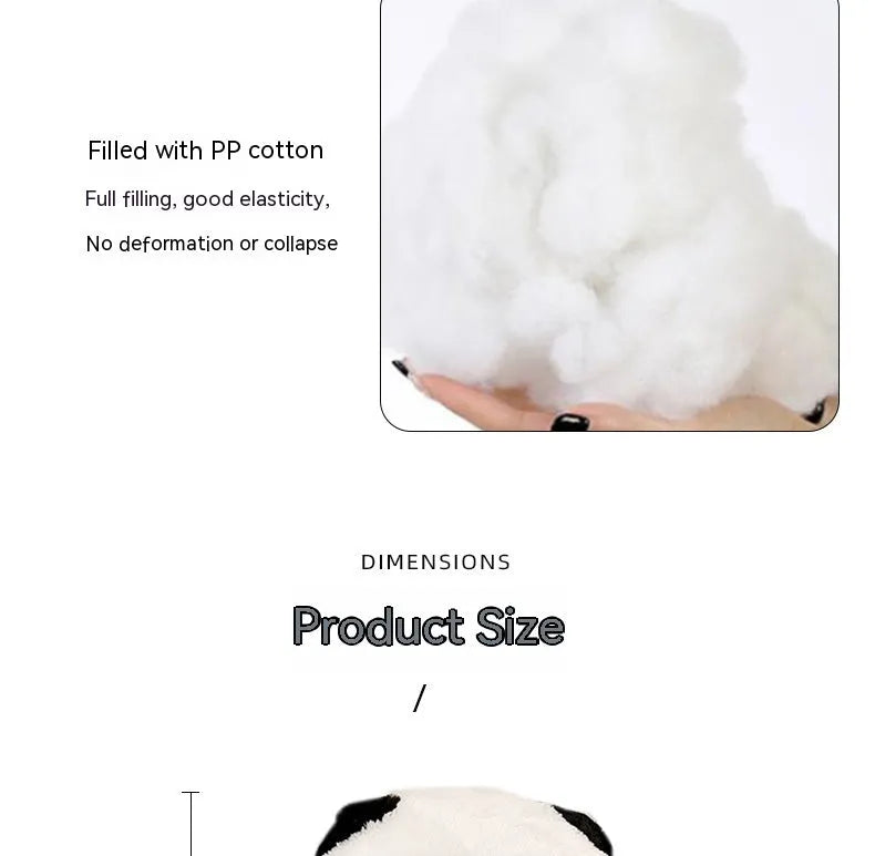 Cartoon panda plush car waist cushion with PP cotton filling for lumbar support