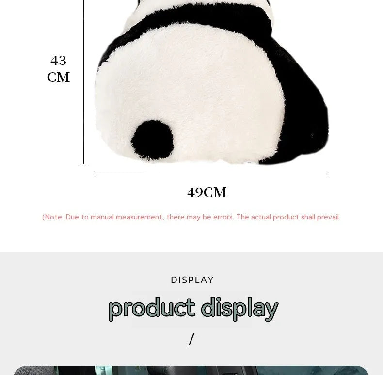 Cartoon panda plush car waist cushion with PP cotton filling for lumbar support