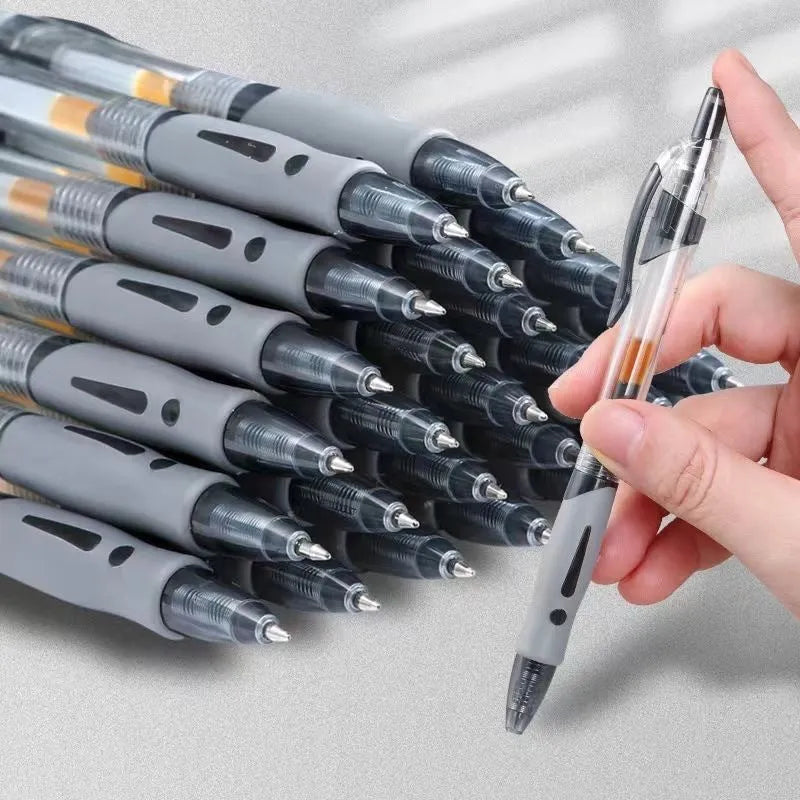 Black, blue and red 0.5mm gel pen with plastic construction for office and writing use