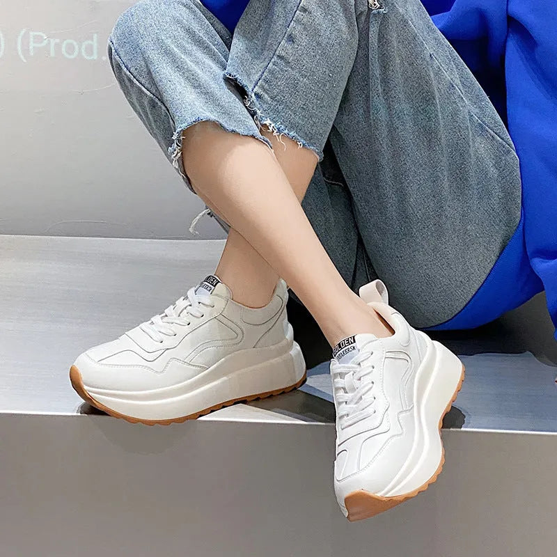 Women's beige cowhide leather casual sports shoes with mesh lining, PU sole, and cross strap detail