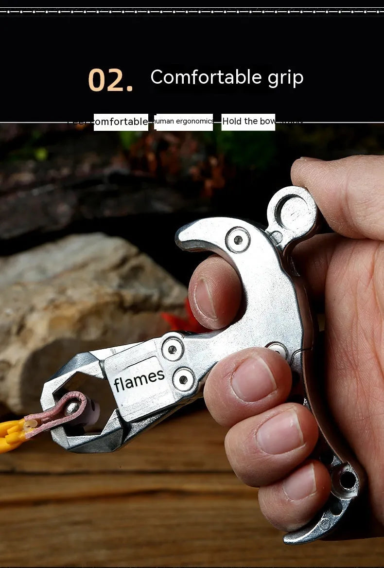Zinc alloy archery release aid with a two-axis harpoon clip mechanism