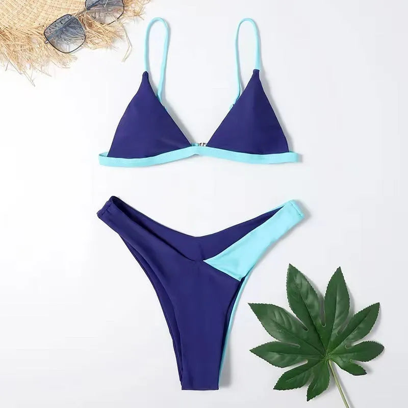 Women's two-piece nylon swimsuit briefs in two pattern colours, sizes S M L XL